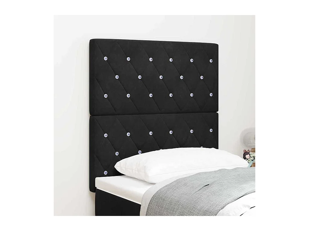 Tête de Lit LED avec des lumières à LED Noir 80 cm Velours