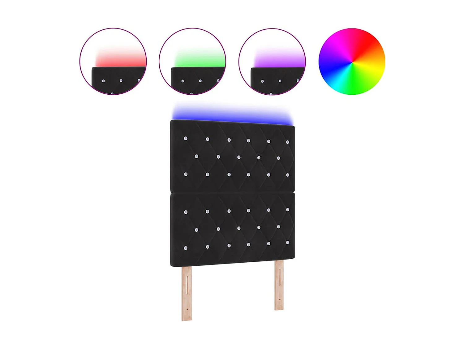 Tête de Lit LED avec des lumières à LED Noir 80 cm Velours
