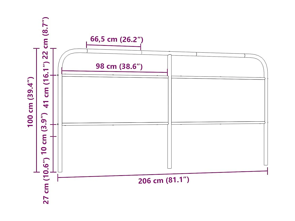 Tête de lit chêne fumé 200 cm acier et bois d'ingénierie