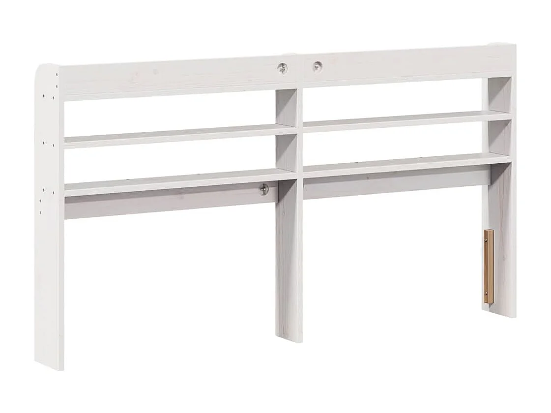 Hoofdbord met schappen 150 cm massief grenenhout wit