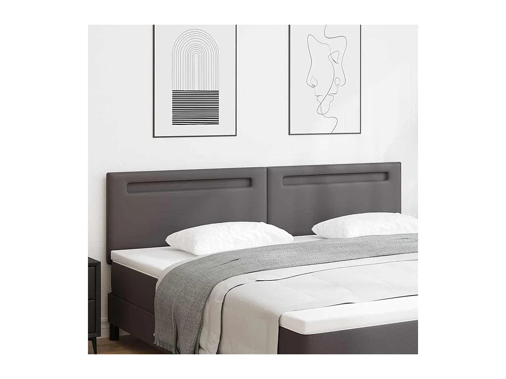 Cabecero con luces de tiras LED con cabecera Gris 200 cm PVC