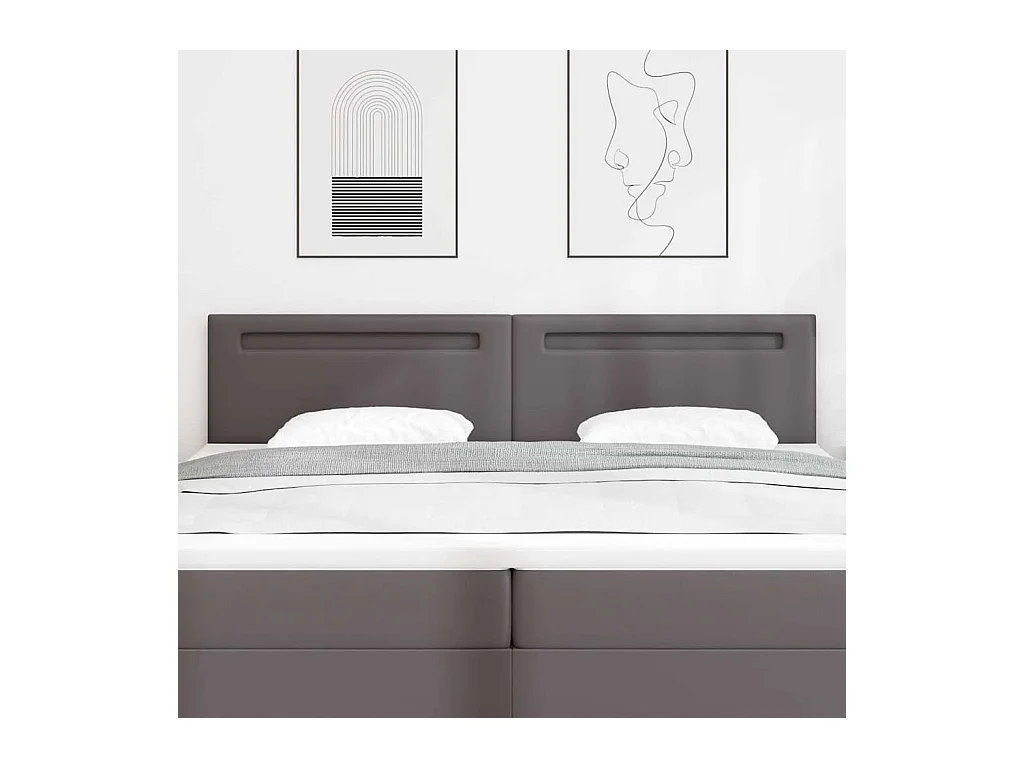 Cabecero con luces de tiras LED con cabecera Gris 200 cm PVC