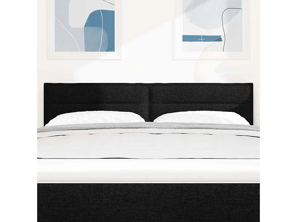 Tête de lit LED avec des lumières à LED Noir 144 cm tissu