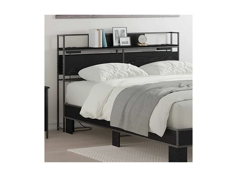 Tête de lit de rangement Chêne noir 150 cm Bois d'ingénierie