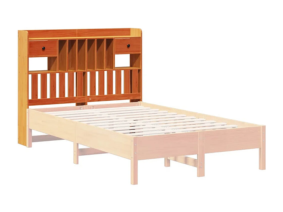 Cabeceira com arrumação 120 cm pinho maciço castanho-mel