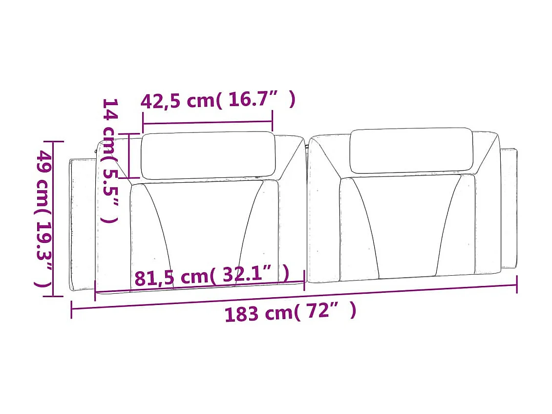 Hoofdbordkussen "Viana" 183 cm kunstleer wit