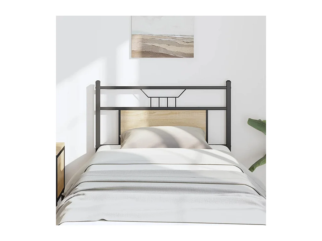 Tête de lit chêne sonoma 75 cm bois d'ingénierie et acier