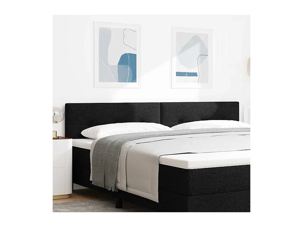Tête de Lit LED avec des lumières à LED Noir 200 cm tissu
