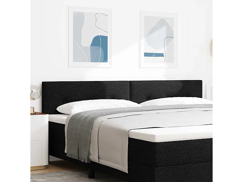 Tête de Lit LED avec des lumières à LED Noir 200 cm tissu