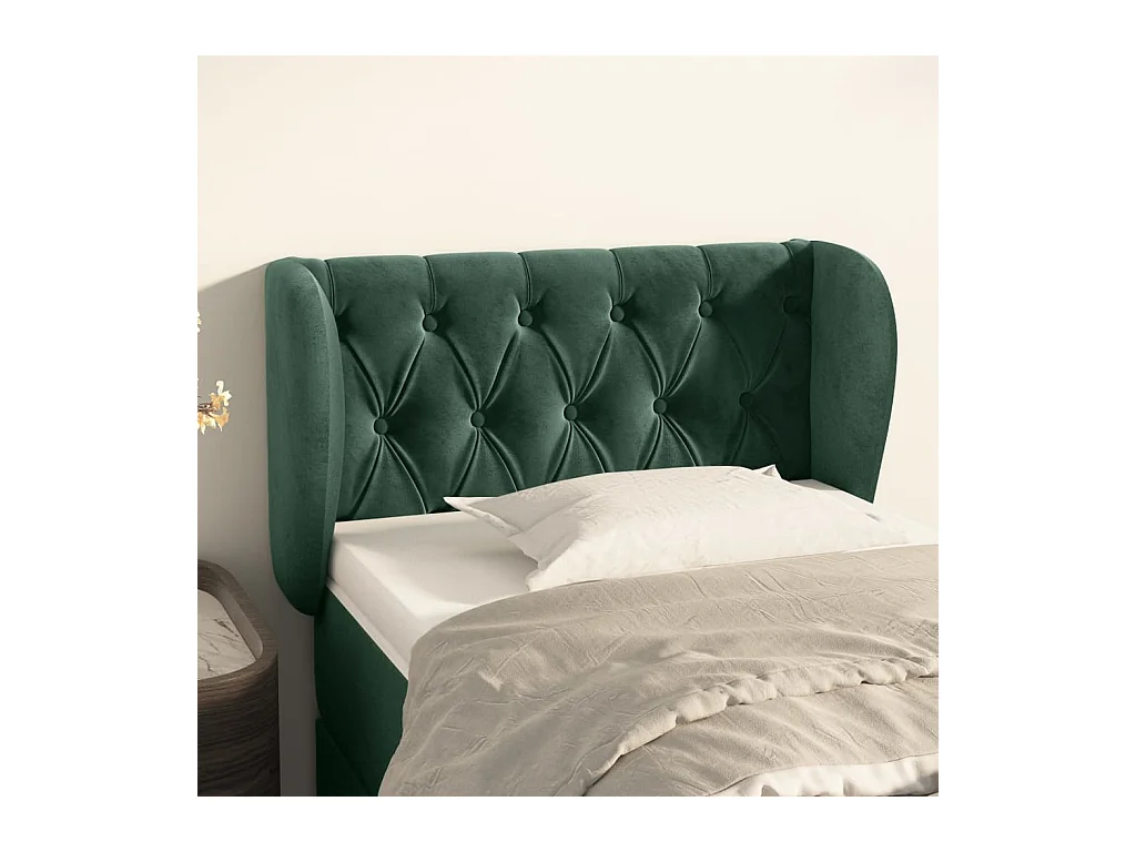 Tête de lit avec oreilles Vert foncé 83x23x78/88 cm Velours
