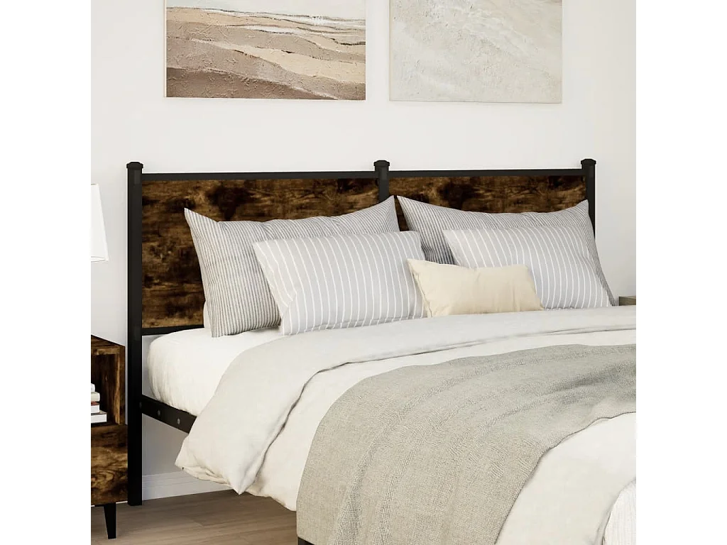 Tête de lit chêne fumé 140 cm bois d'ingénierie et acier
