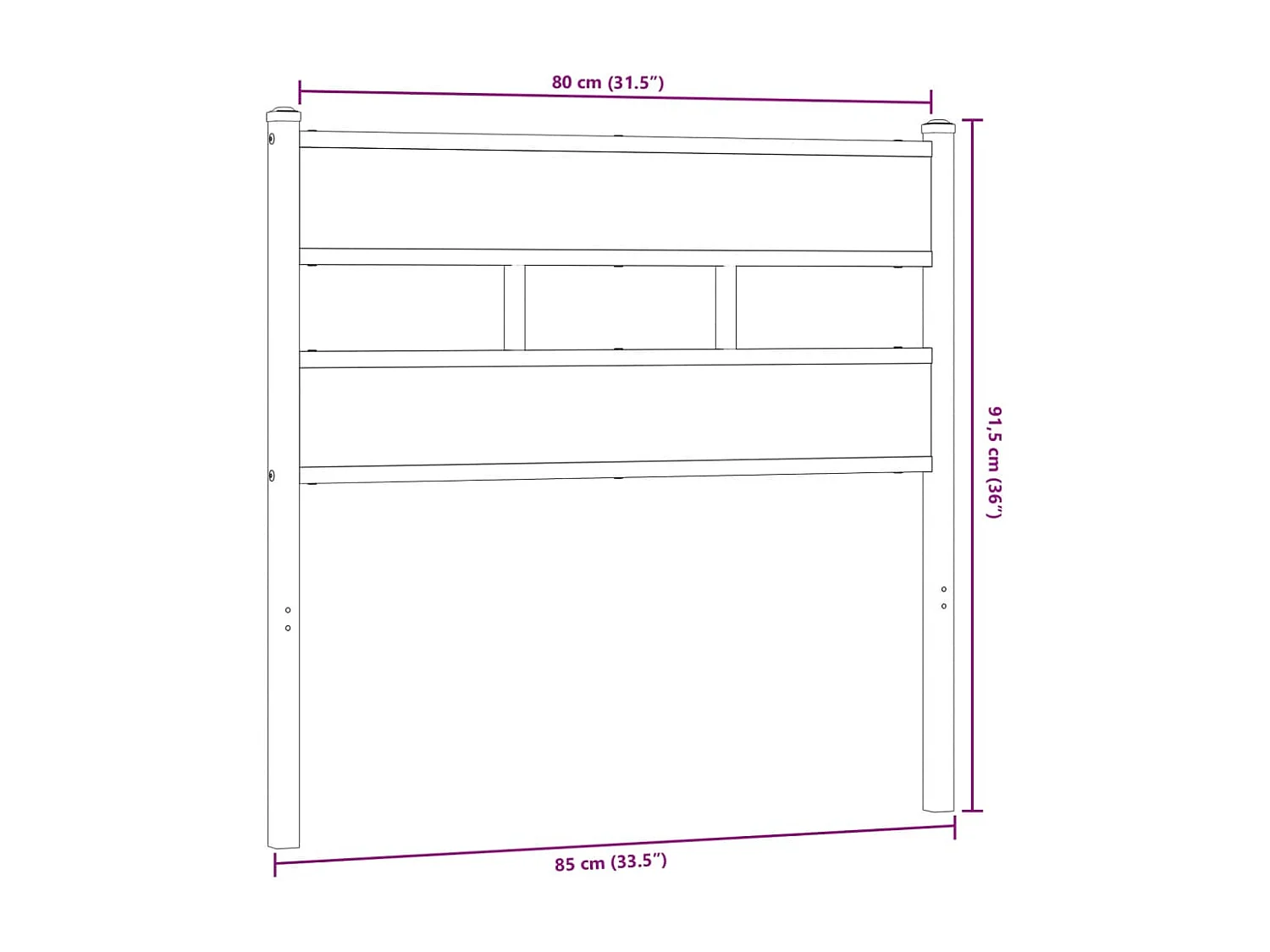 Tête de lit chêne fumé 80 cm fer et bois d'ingénierie