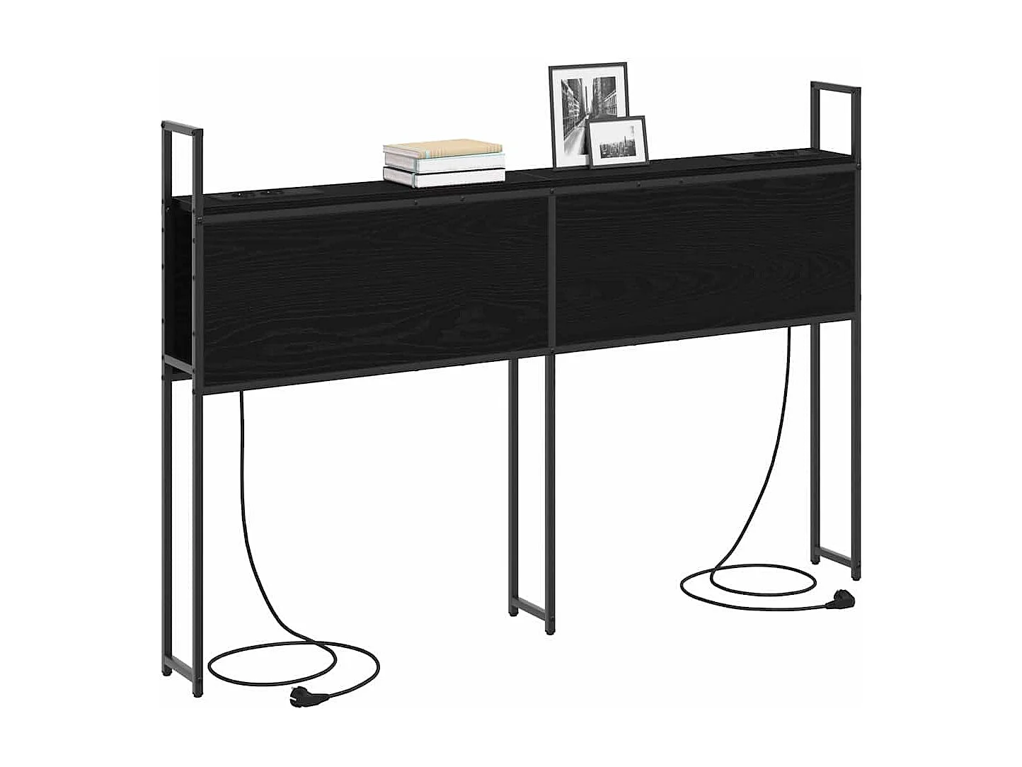 Opslage hoofdbord met oplaadstation Zwart eiken 120 cm