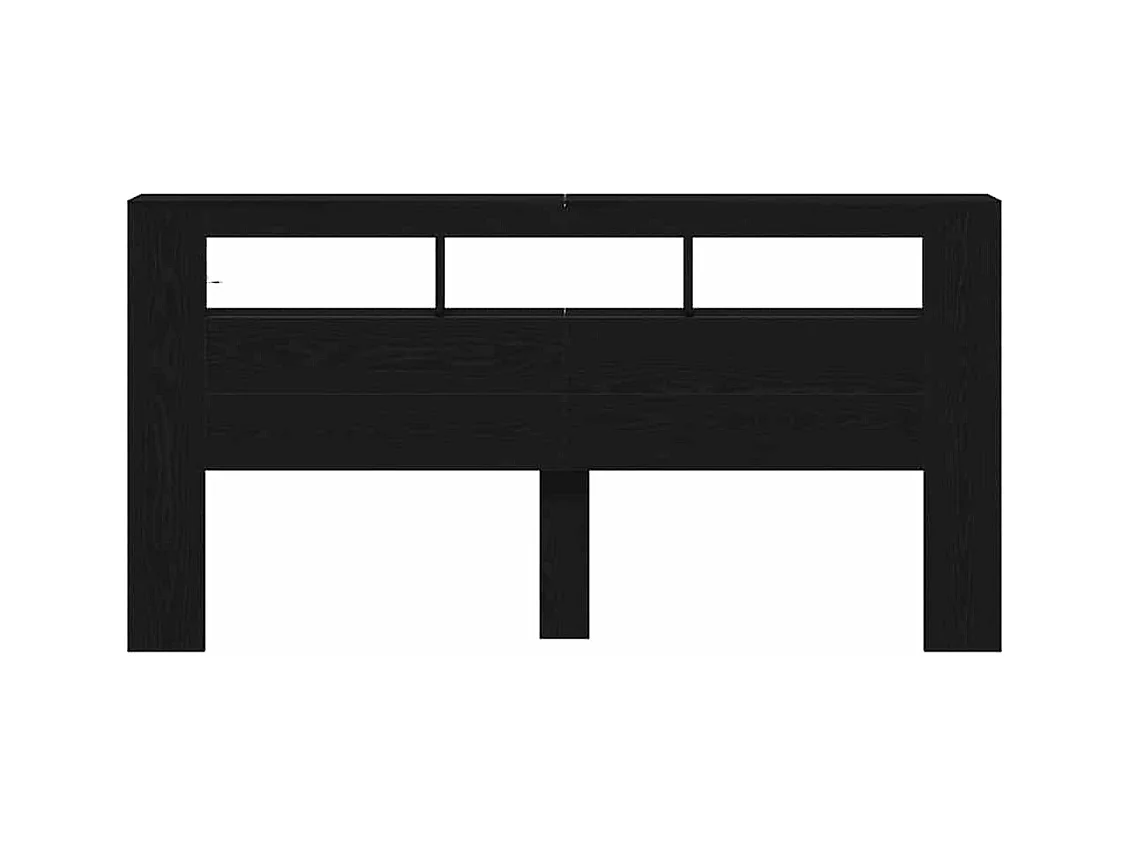 Cabecero LED con estante Roble negro 200 x 18.5 x 103.5 cm