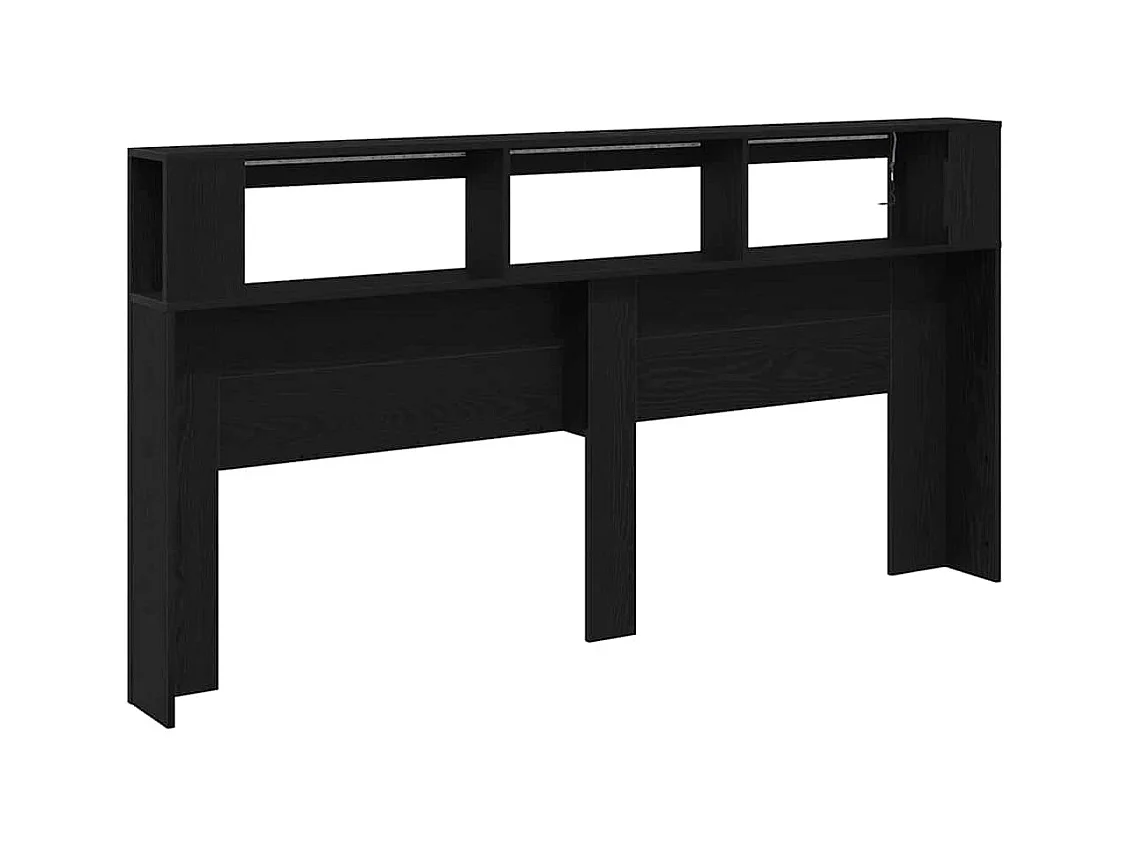 Cabecero LED con estante Roble negro 200 x 18.5 x 103.5 cm