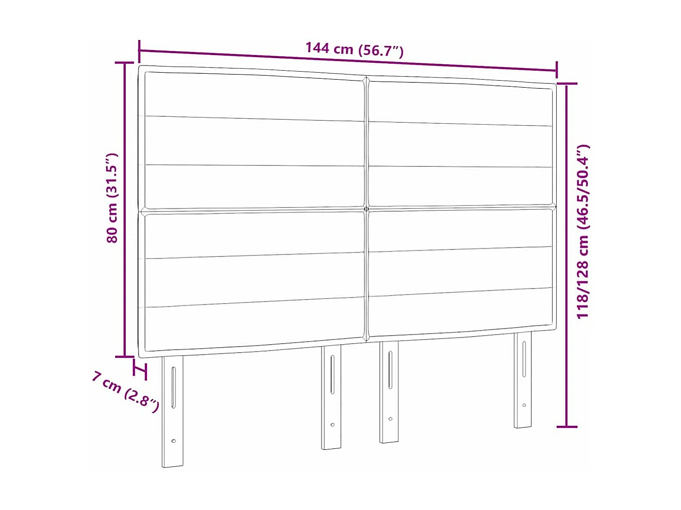 Cabecero con cabecera Manual Gris oscuro 140 cm tela