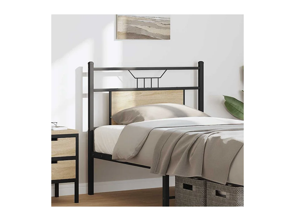 Tête de lit chêne sonoma 90 cm bois d'ingénierie et acier