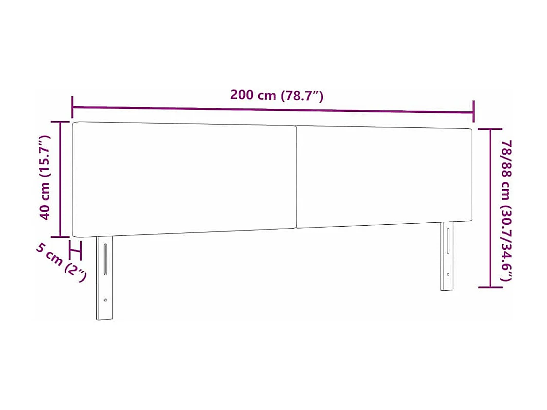 Tête de lit LED avec des lumières à LED Gris clair 200 cm tissu