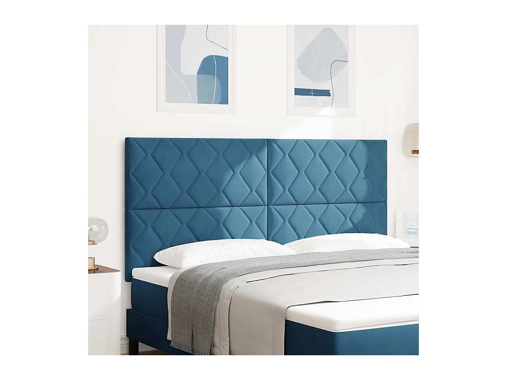 Cabeceira Montado na parede Manual Azul escuro 180 cm Veludo