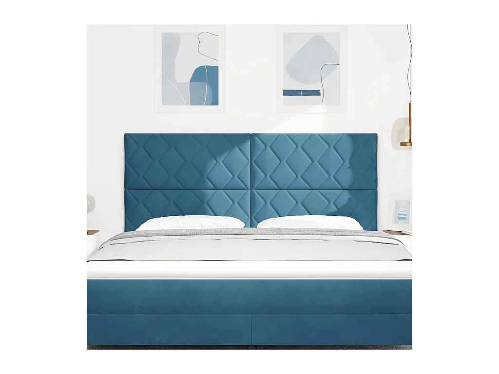 Cabeceira Montado na parede Manual Azul escuro 180 cm Veludo