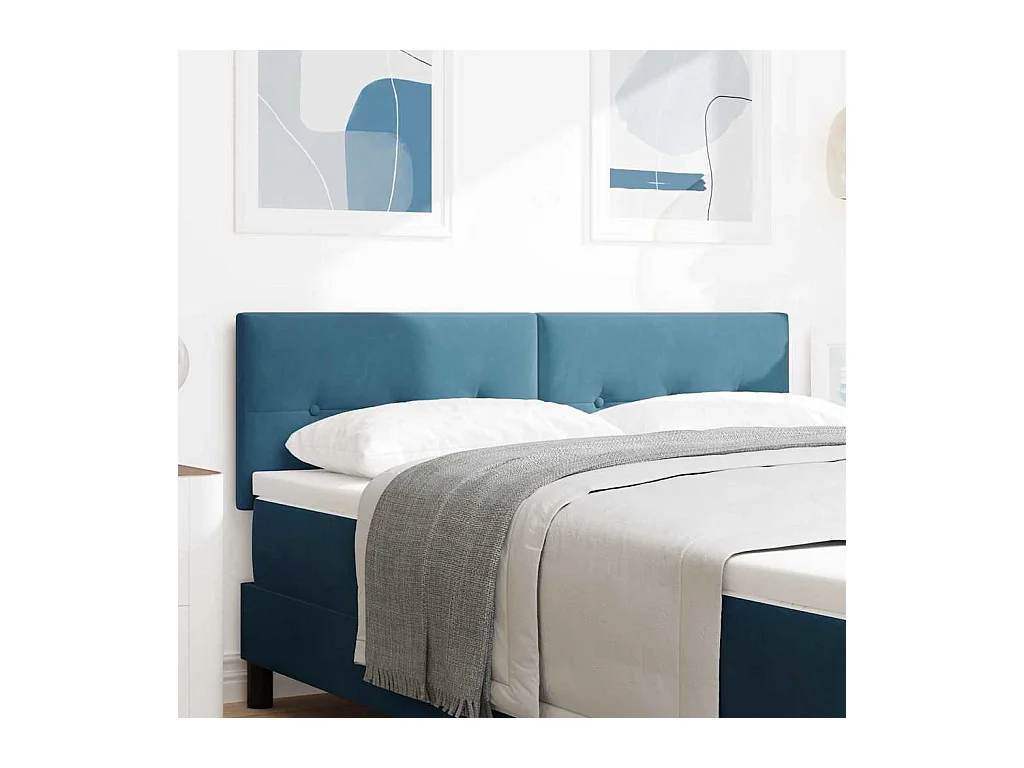 Tête de lit Montage mural Bleu foncé 144 cm Velours