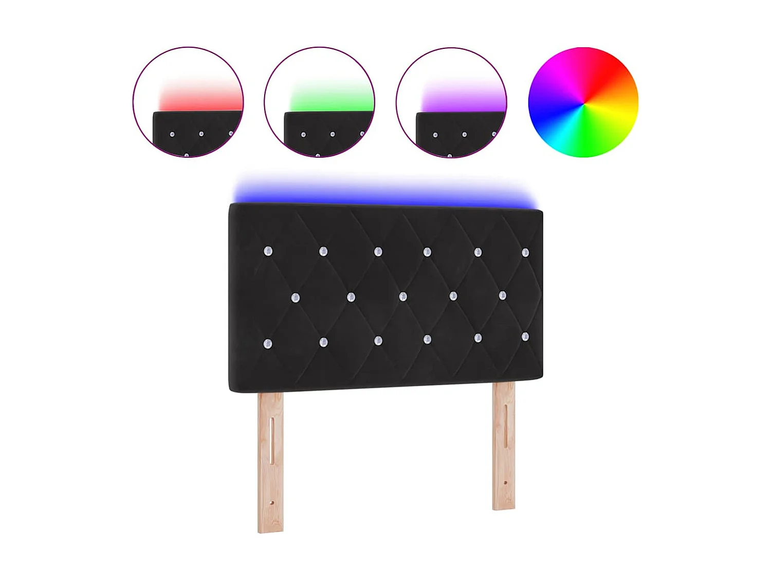 Tête de Lit LED avec des lumières à LED Noir 80 cm Velours