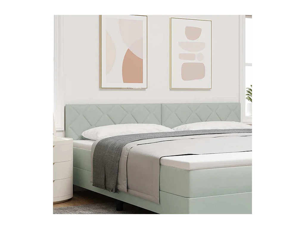 Tête de Lit LED Géométrique Gris clair 200 cm Velours