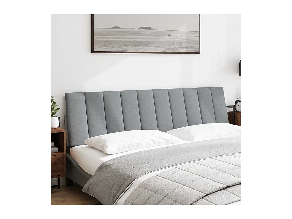 Cabecero de cama acolchado tela gris claro 180 cm