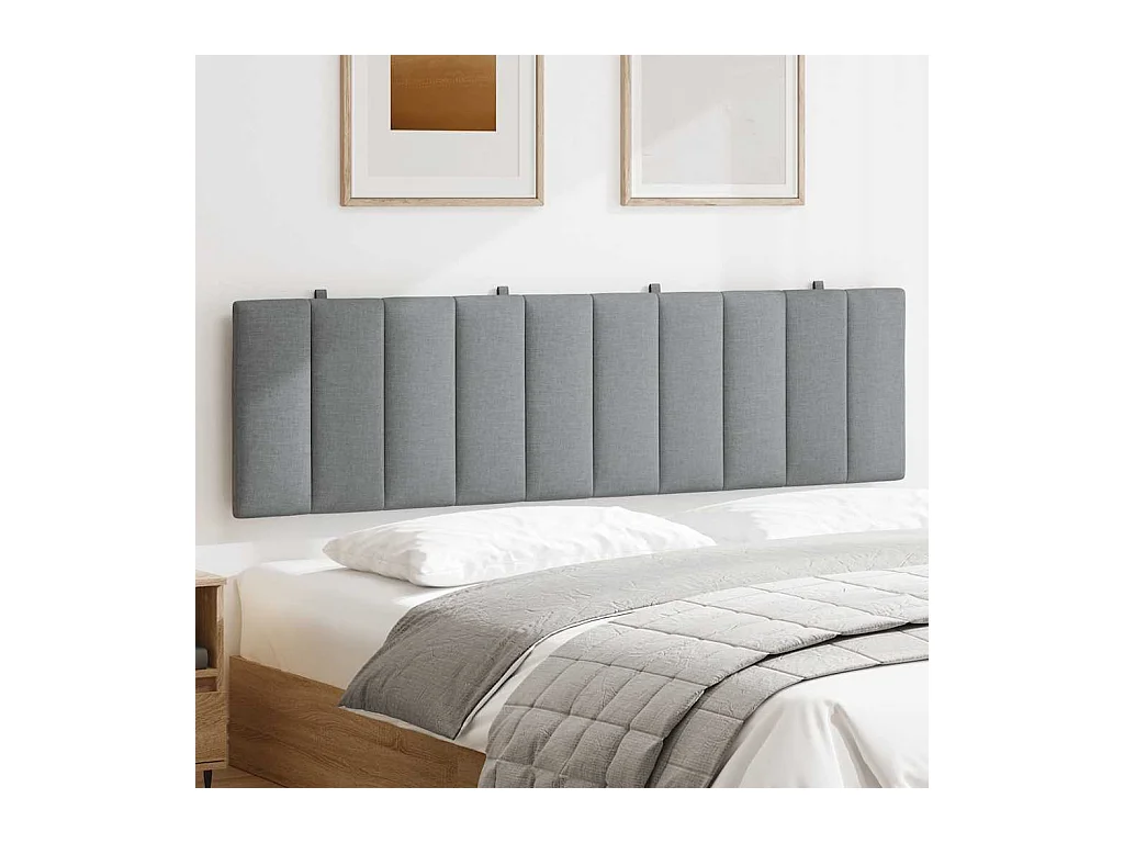 Cabecero de cama acolchado tela gris claro 180 cm