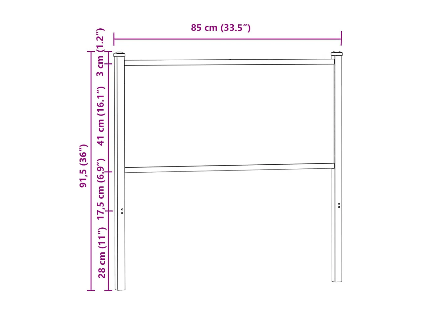 Tête de lit chêne fumé 80 cm bois d'ingénierie et acier