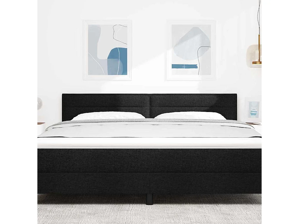 Tête de lit LED avec des lumières à LED Noir 180 cm tissu