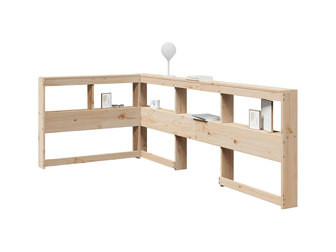 Cabecero librería en forma de L madera maciza de pino 90 cm