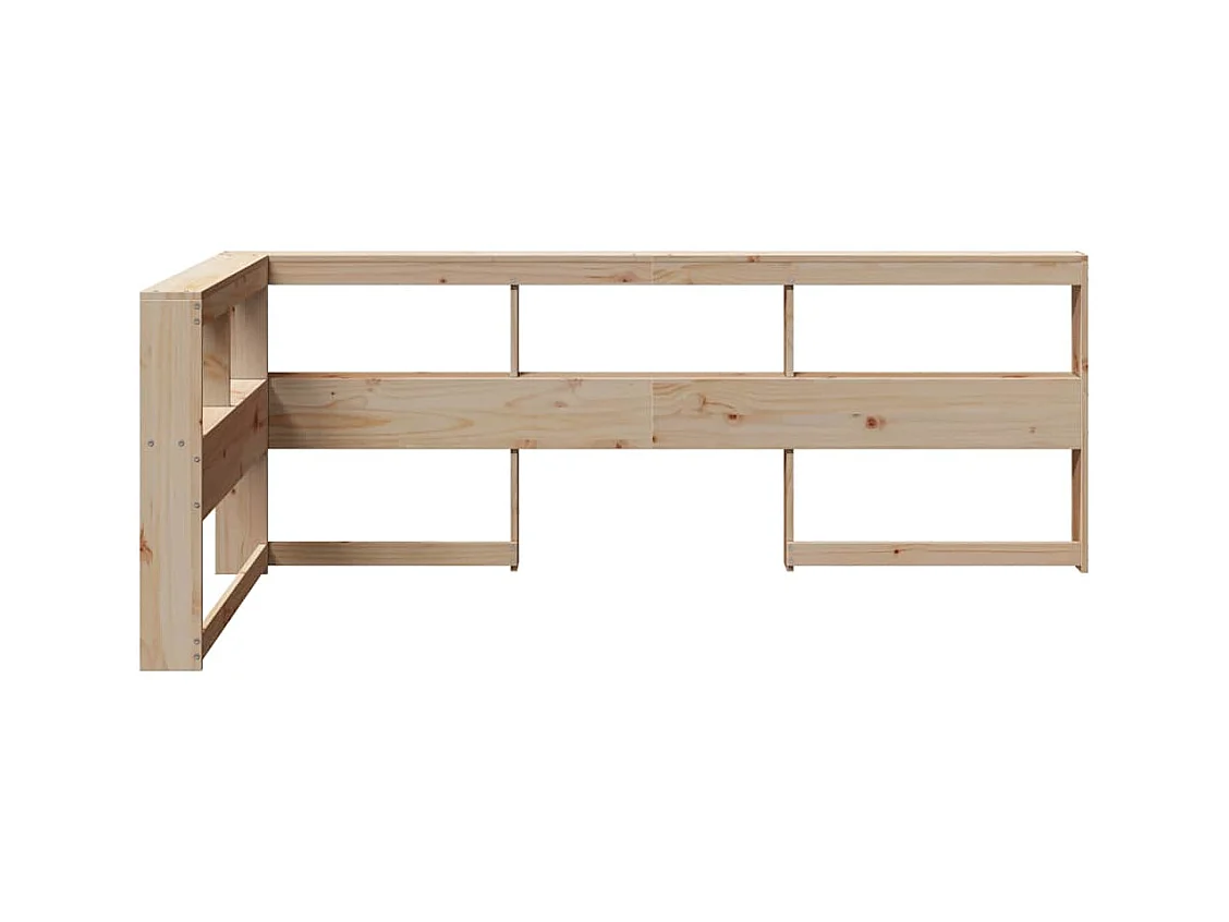 Cabecero librería en forma de L madera maciza de pino 90 cm