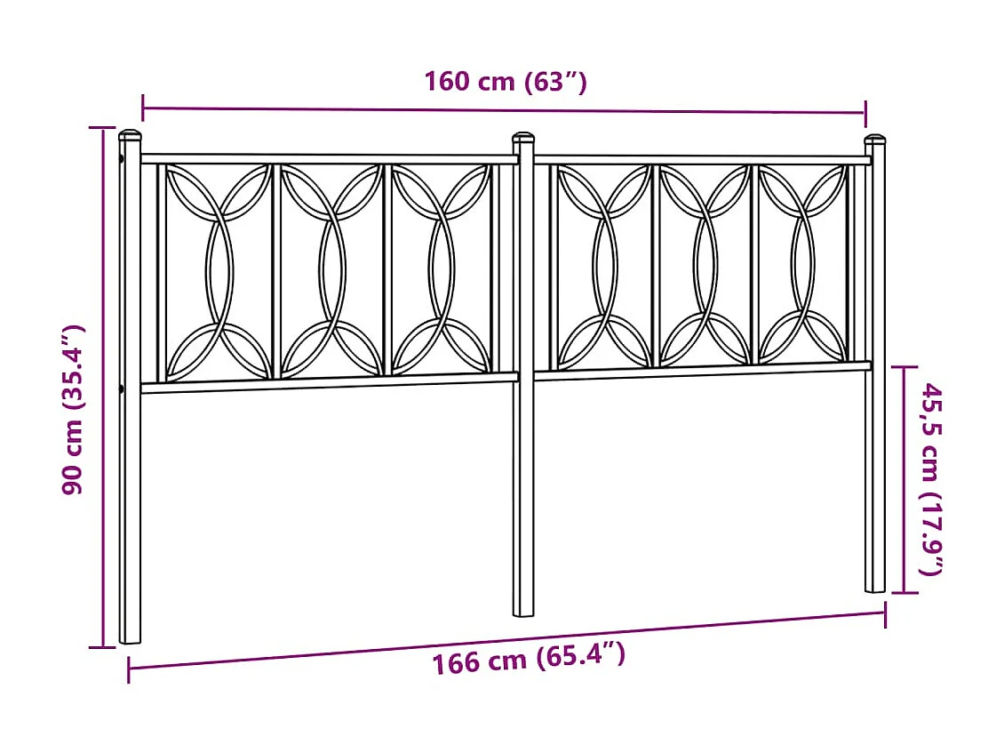 Tête de lit métal blanc 160 cm