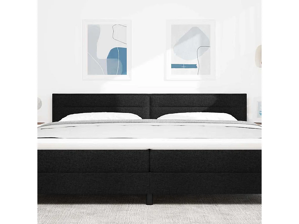 Tête de lit LED avec des lumières à LED Noir 200 cm tissu