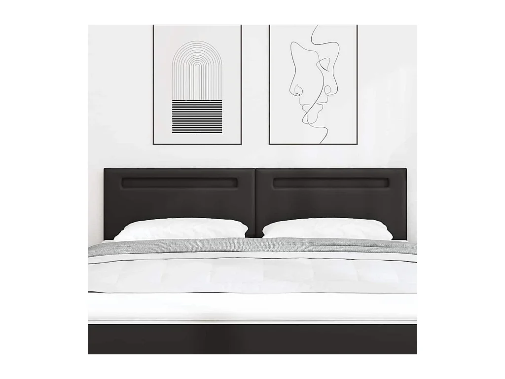 Tête de lit avec des lumières à LED Noir 180 cm PVC