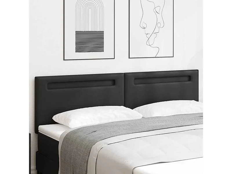 Cabecero con luces de tiras LED con cabecera Negro 180 cm PVC