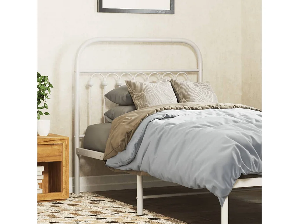 Tête de lit métal blanc 90 cm