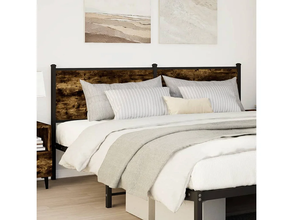 Tête de lit chêne fumé 180 cm bois d'ingénierie et acier