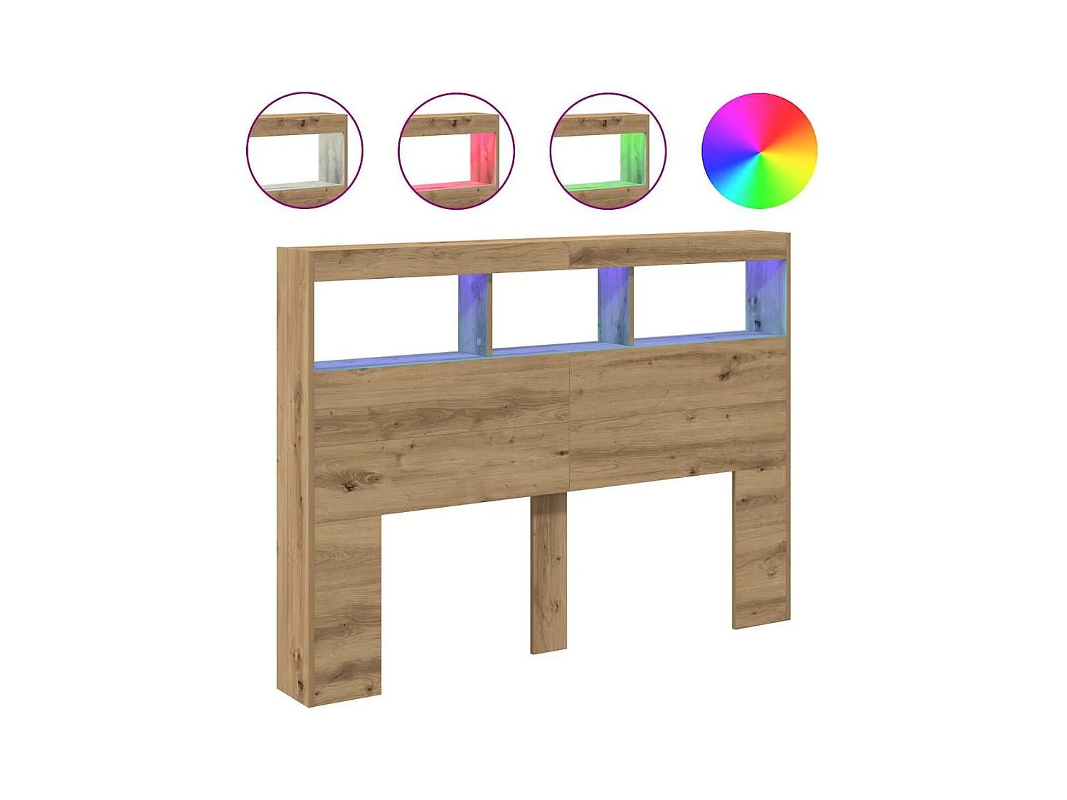 Armoire tête de lit avec LED chêne artisanal 140x17x102 cm