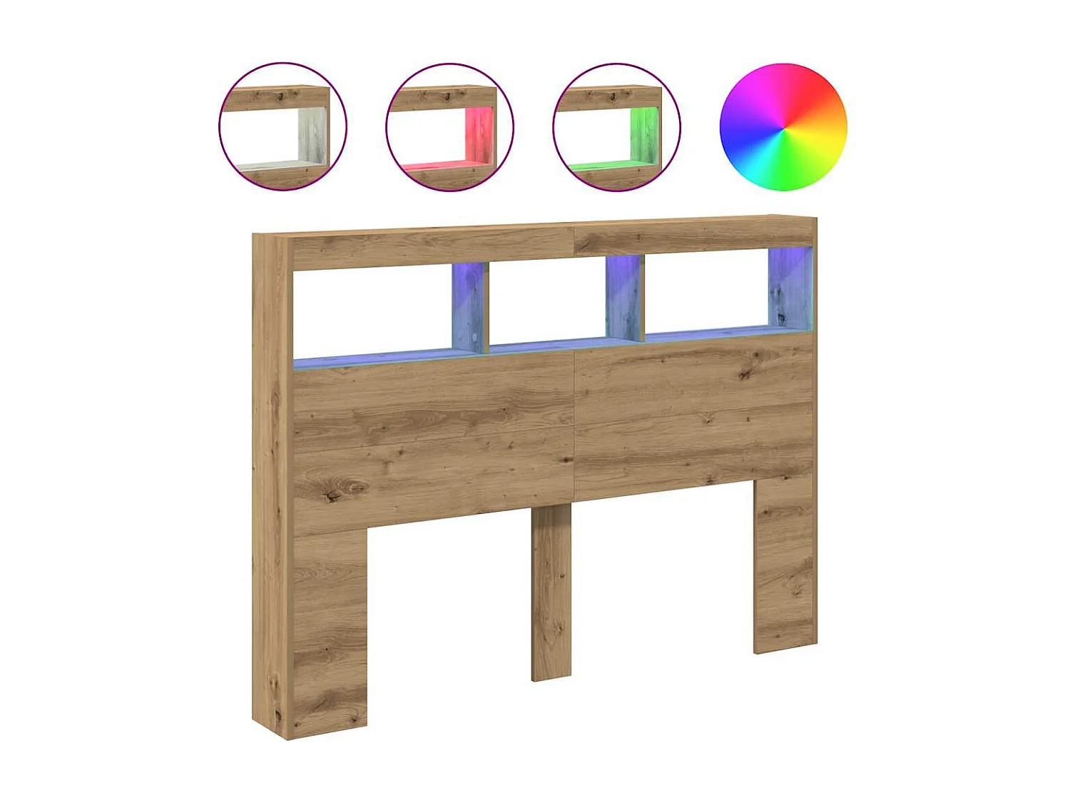 Armoire tête de lit avec LED chêne artisanal 140x17x102 cm