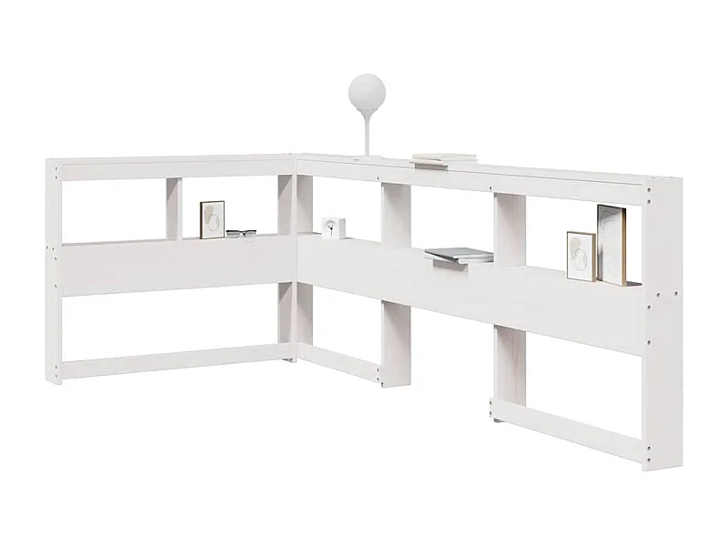 Cabecero librería en forma de L madera maciza pino blanco 90cm