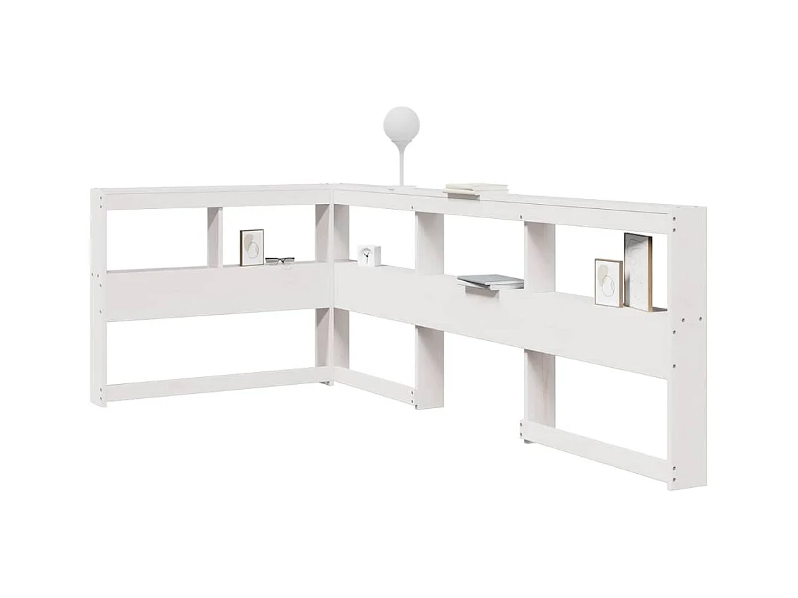 Cabecero librería en forma de L madera maciza pino blanco 90cm