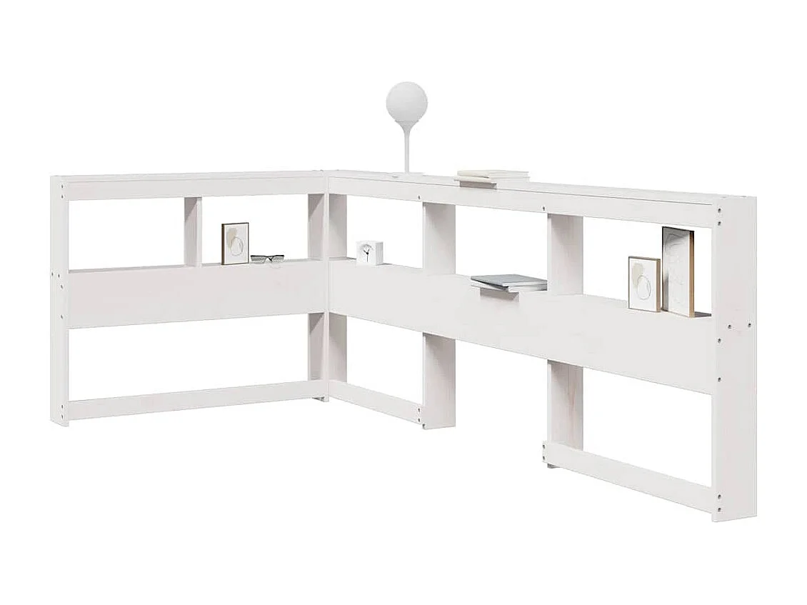 Tête de lit de bibliothèque en forme de L bois massif de pin