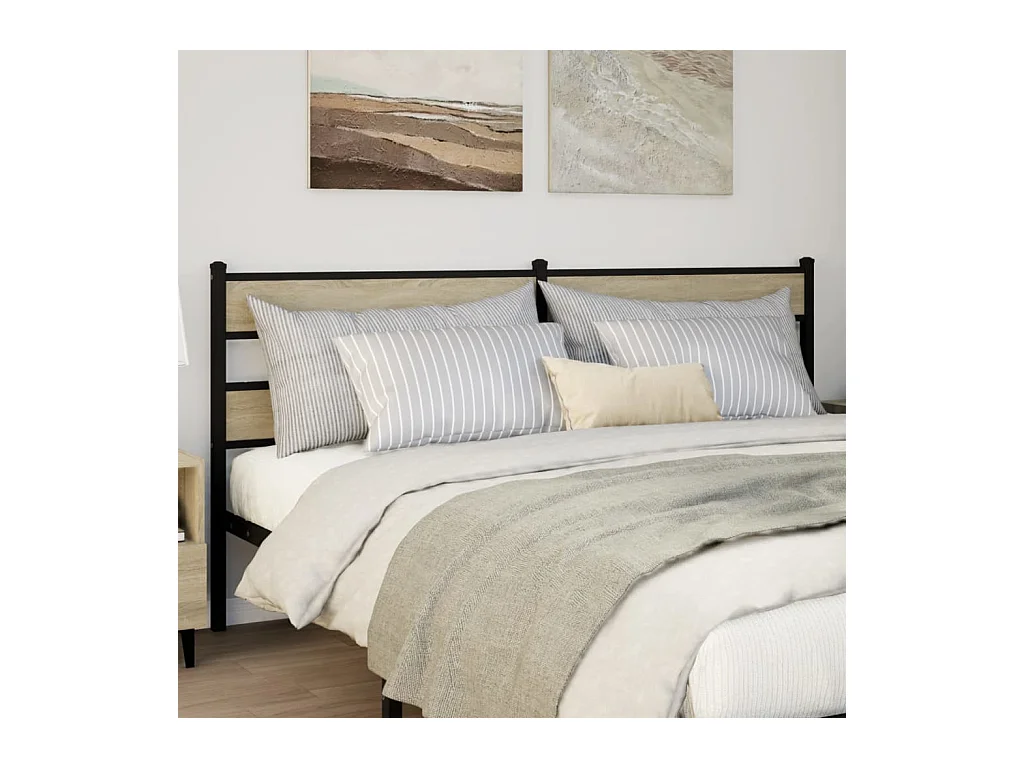 Tête de lit chêne sonoma 193 cm fer et bois d’ingénierie