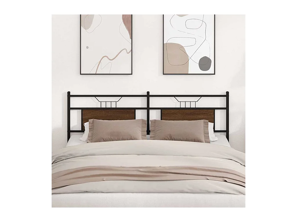 Tête de lit chêne marron 180 cm bois d'ingénierie et acier