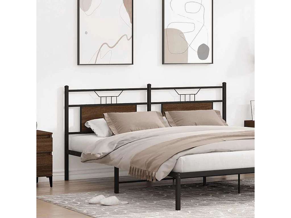 Tête de lit chêne marron 180 cm bois d'ingénierie et acier