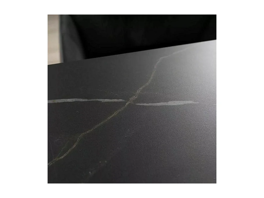 Table à manger design extensible céramique et métal 160cm Sahara noir Holly