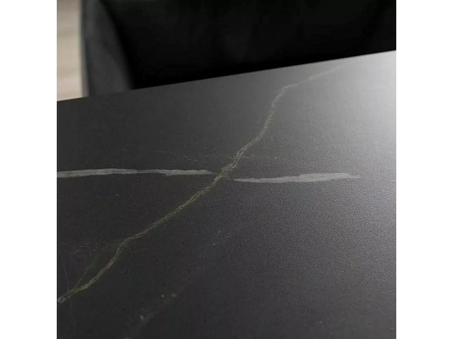 Table à manger design extensible céramique et métal 160cm Sahara noir Holly