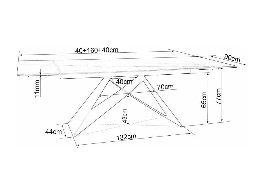 Table à manger design extensible céramique et métal 160cm Sahara noir Holly
